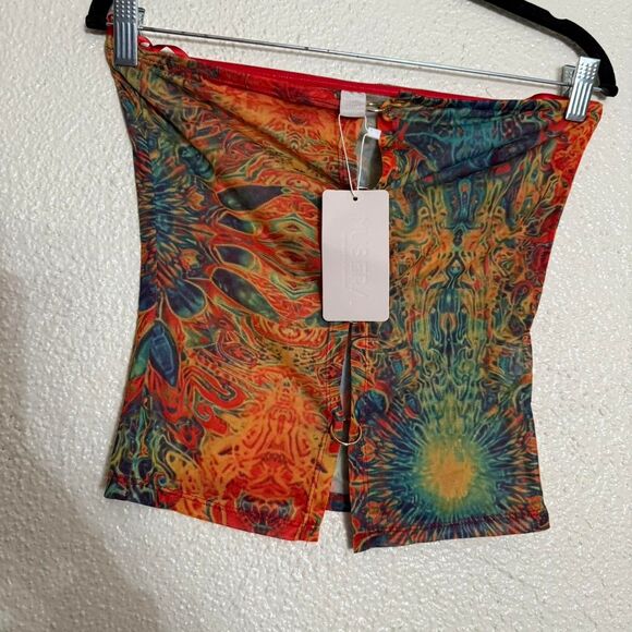 MUSERA Y2K Women's sheer multi color Crop-top size M NWT - Picture 3 of 7